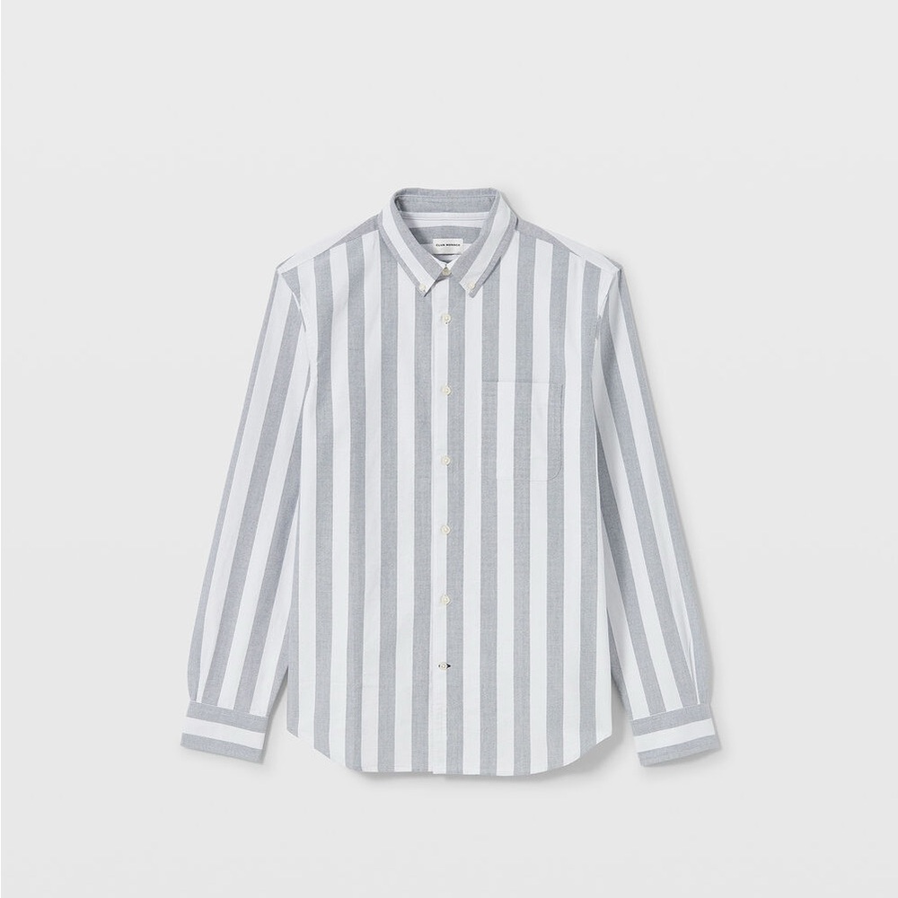 Club Monaco Navy and White Striped Shirt